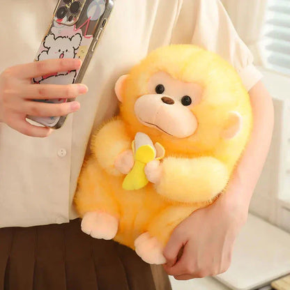 Cute Brown Monkey Soft Banana Toy