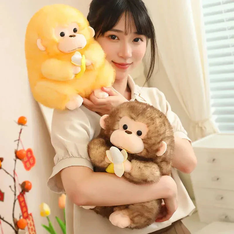 Cute Brown Monkey Soft Banana Toy