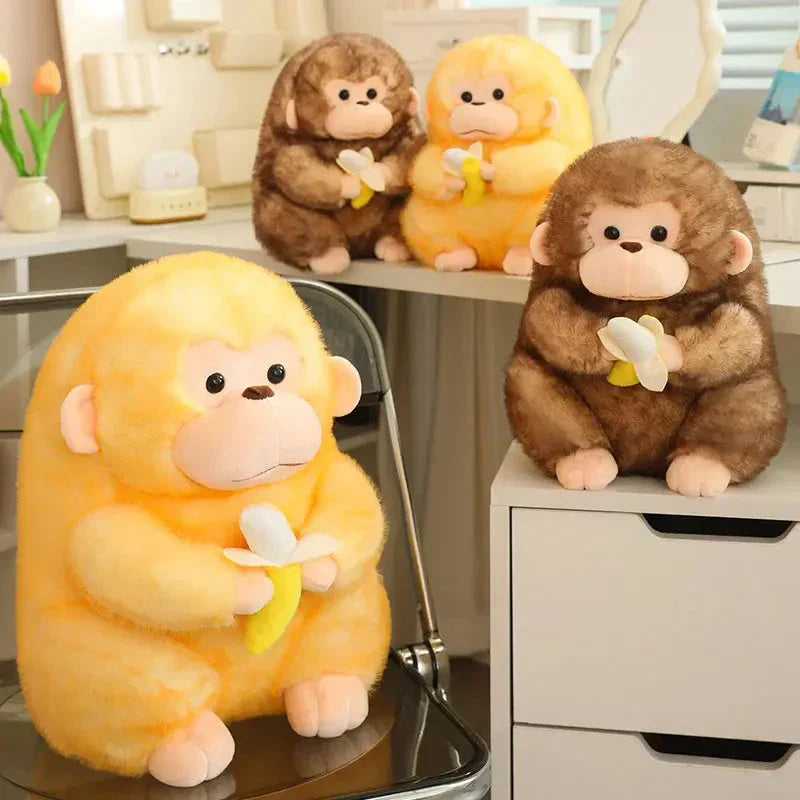Cute Brown Monkey Soft Banana Toy