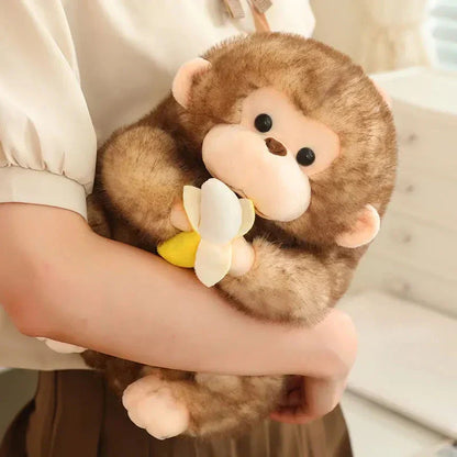 Cute Brown Monkey Soft Banana Toy