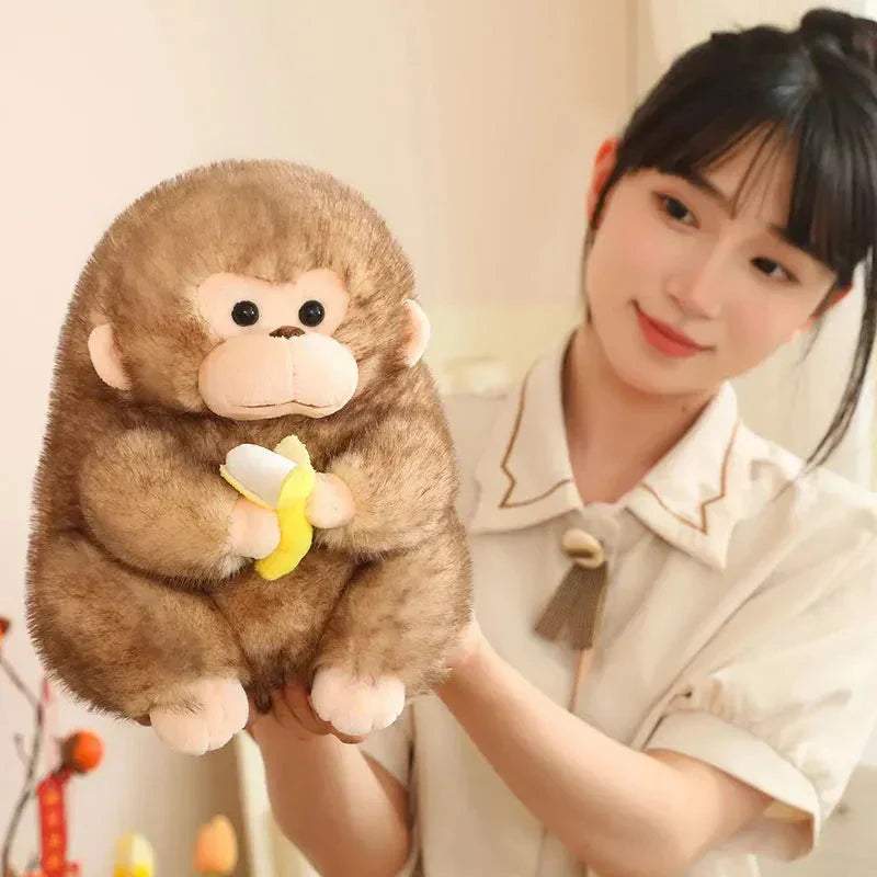 Cute Brown Monkey Soft Banana Toy