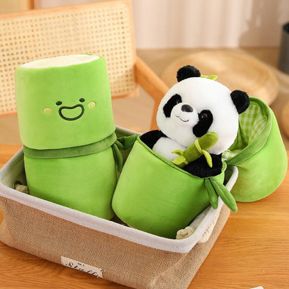 Cuddly Panda & Bamboo Friend Plush Toys