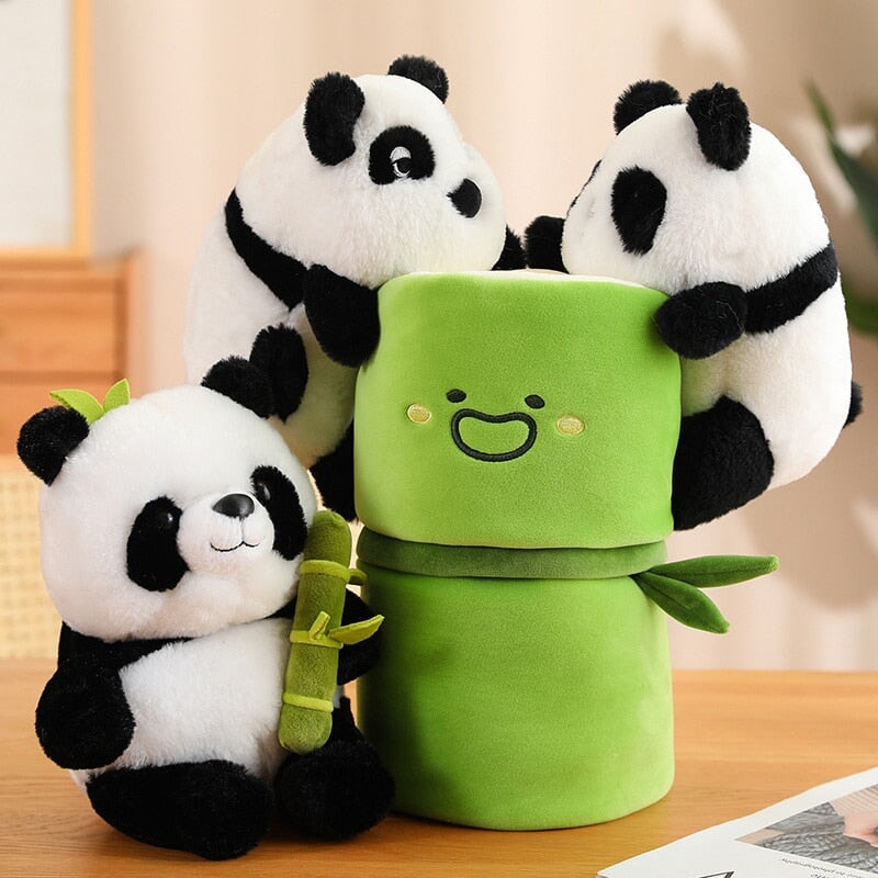 Cuddly Panda & Bamboo Friend Plush Toys