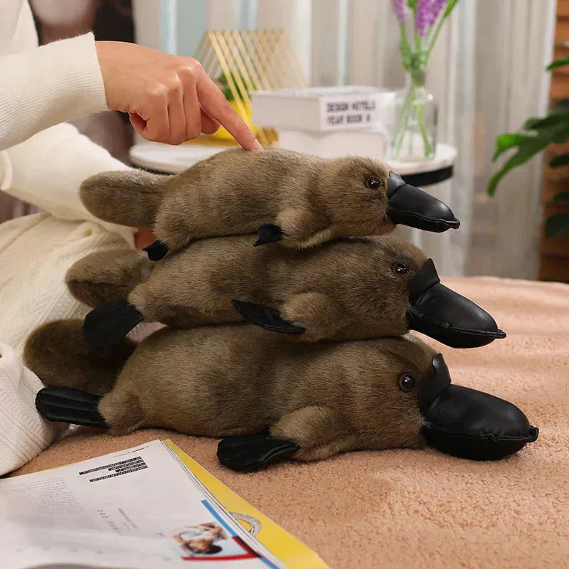 Cuddly Brown White Platypus Stuffed Animal Toy