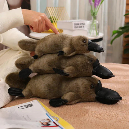 Cuddly Brown White Platypus Stuffed Animal Toy