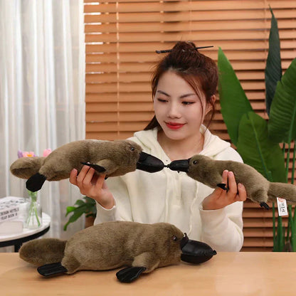 Cuddly Brown White Platypus Stuffed Animal Toy