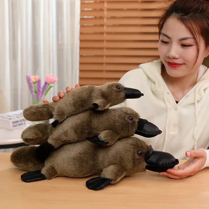 Cuddly Brown White Platypus Stuffed Animal Toy