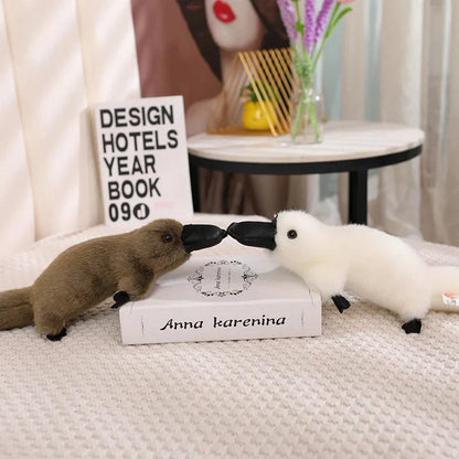 Cuddly Brown White Platypus Stuffed Animal Toy