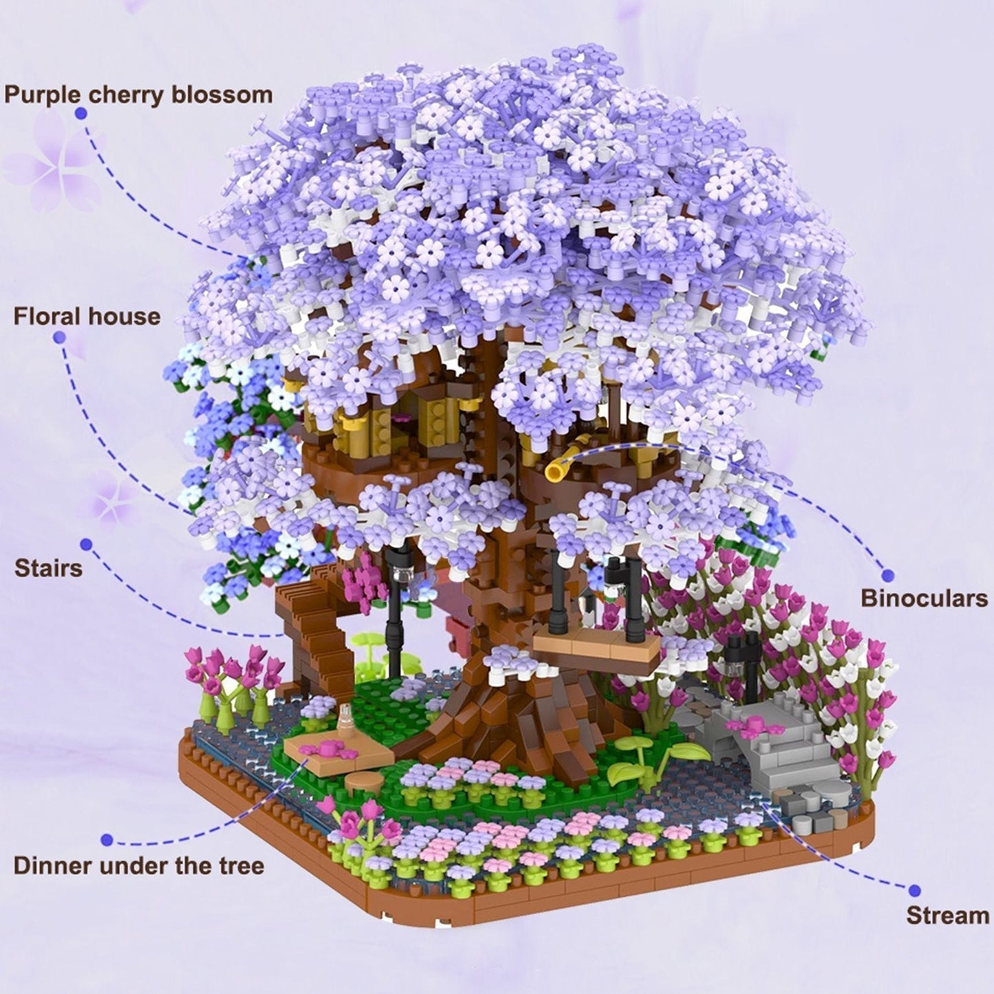 Vibrant Flower Tiny House Figurine Set