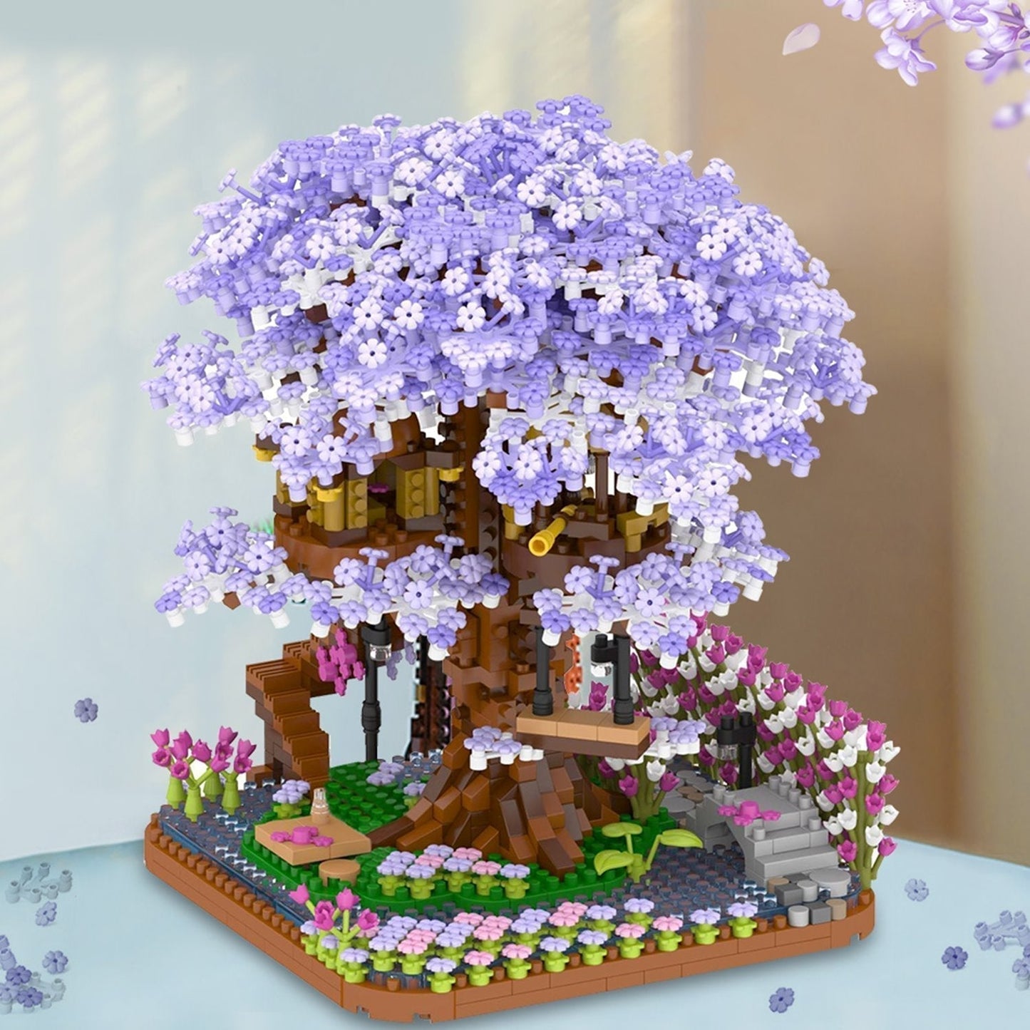 Vibrant Flower Tiny House Figurine Set