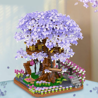 Vibrant Flower Tiny House Figurine Set