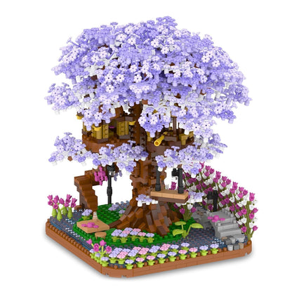 Vibrant Flower Tiny House Figurine Set