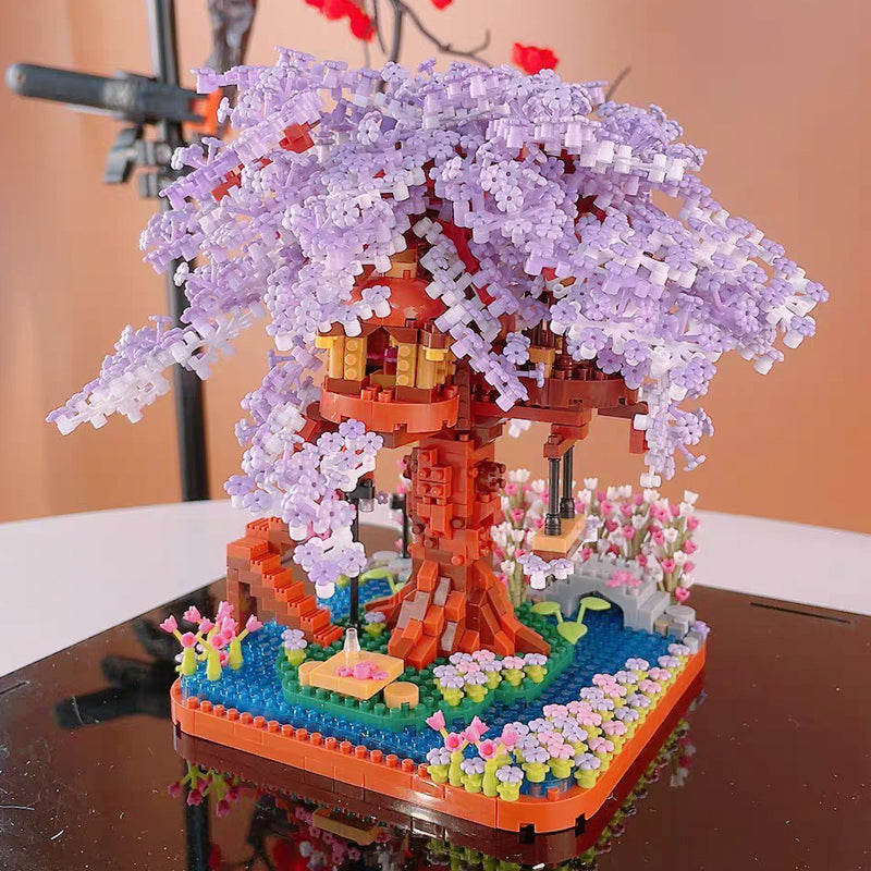 Vibrant Flower Tiny House Figurine Set