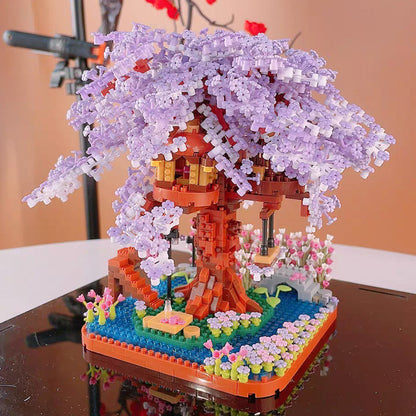 Vibrant Flower Tiny House Figurine Set