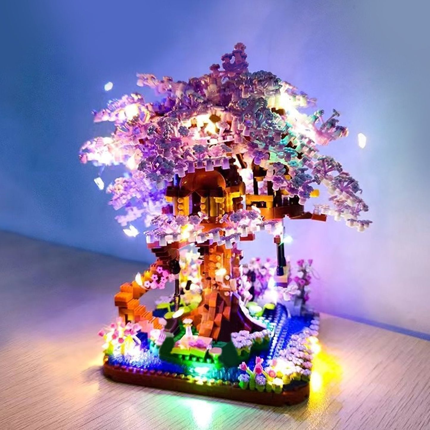 Vibrant Flower Tiny House Figurine Set