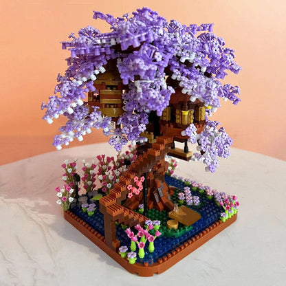 Vibrant Flower Tiny House Figurine Set
