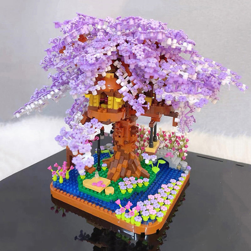 Vibrant Flower Tiny House Figurine Set