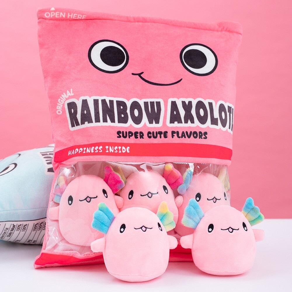 Colorful Axolotl Sweet Treat Plush Bag - Luxicro