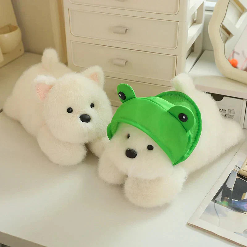 Adorable Dog Soft Toy with Fun Frog Hat