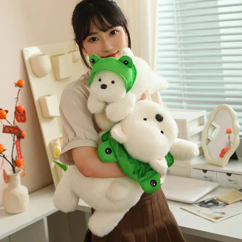 Adorable Dog Soft Toy with Fun Frog Hat