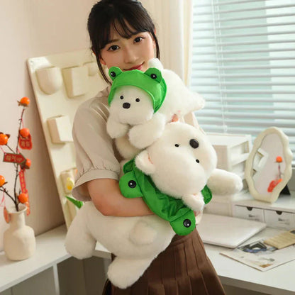 Adorable Dog Soft Toy with Fun Frog Hat