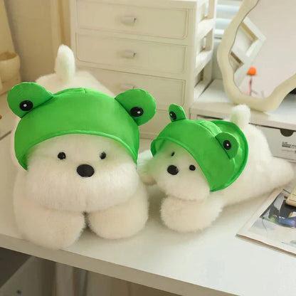 Adorable Dog Soft Toy with Fun Frog Hat