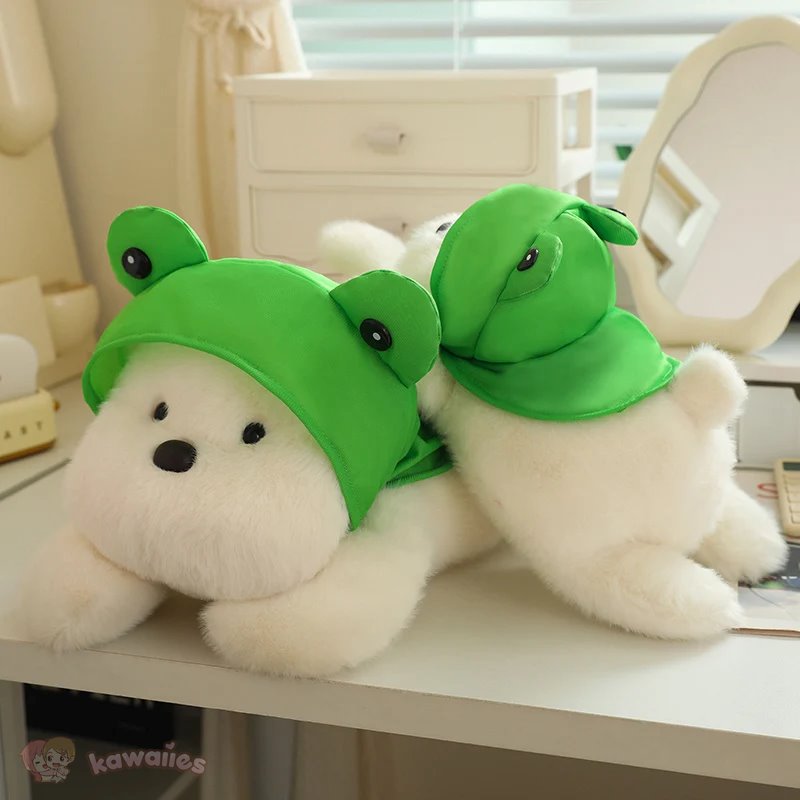 Adorable Dog Soft Toy with Fun Frog Hat