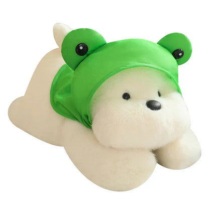 Adorable Dog Soft Toy with Fun Frog Hat