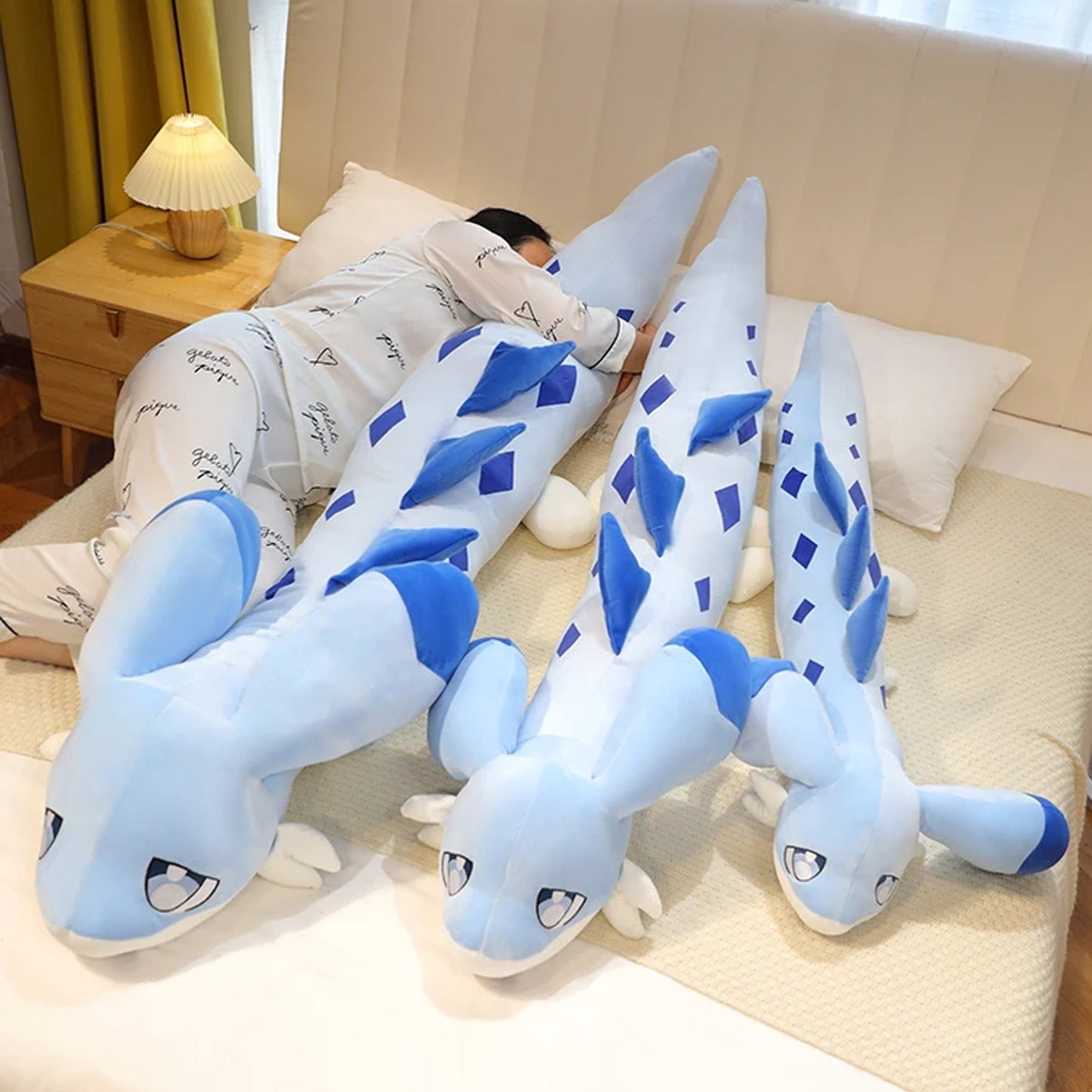 Adorable Light Blue Plush Dragon Toy