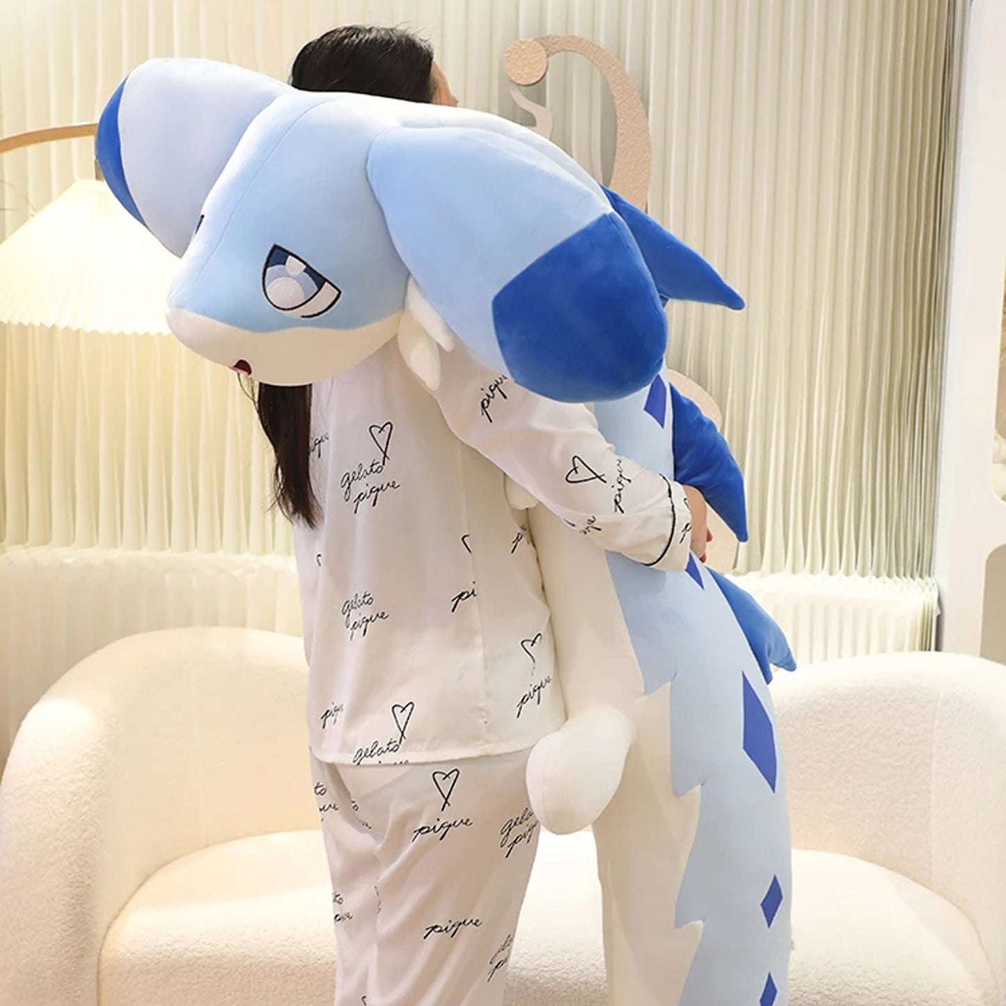 Adorable Light Blue Plush Dragon Toy