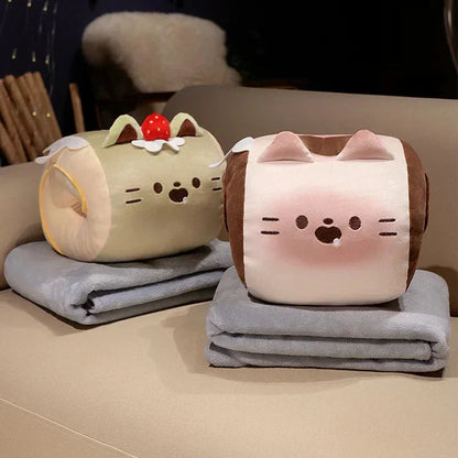 Cuddly Cat Hand Warmer with Plush Blanket