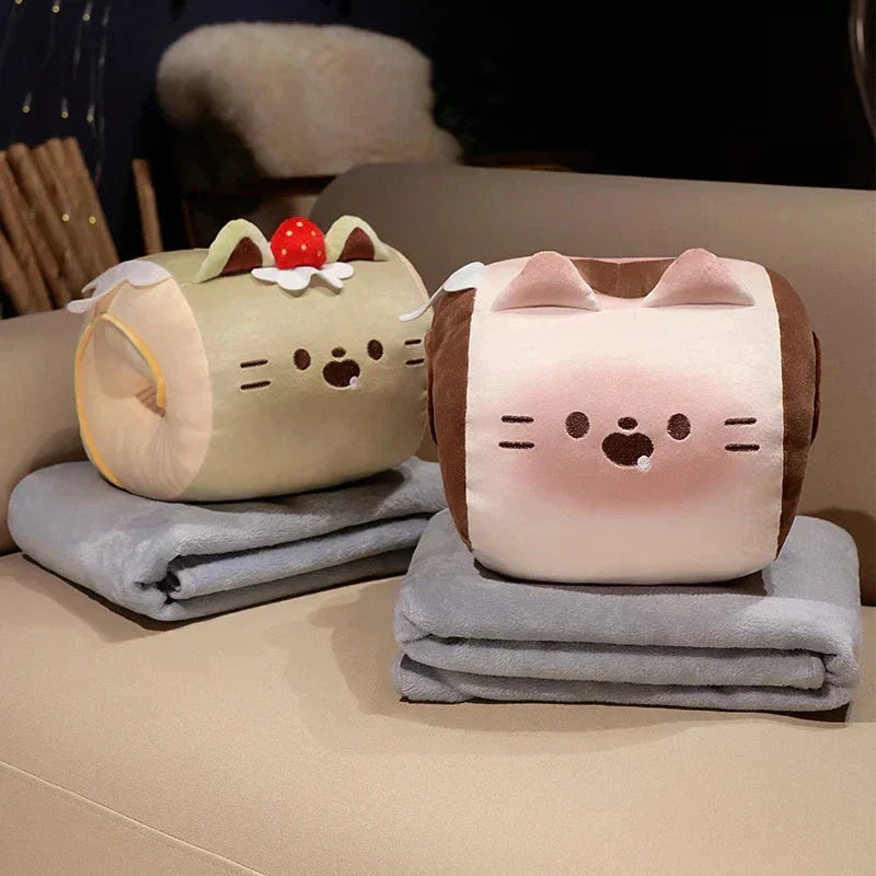 Cozy Cat Hand Warmer Plush with Soft Blanket