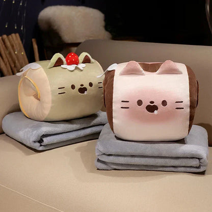 Cozy Cat Hand Warmer Plush with Soft Blanket