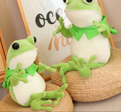 Cute Green Frog Plush Toy with Cap