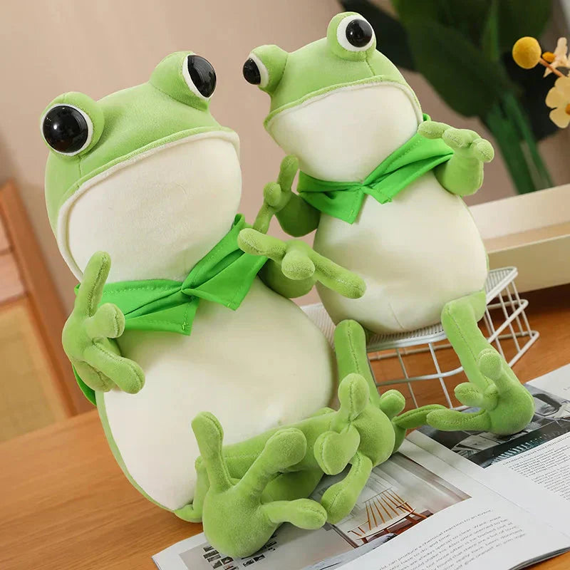 Cute Green Frog Plush Toy with Cap