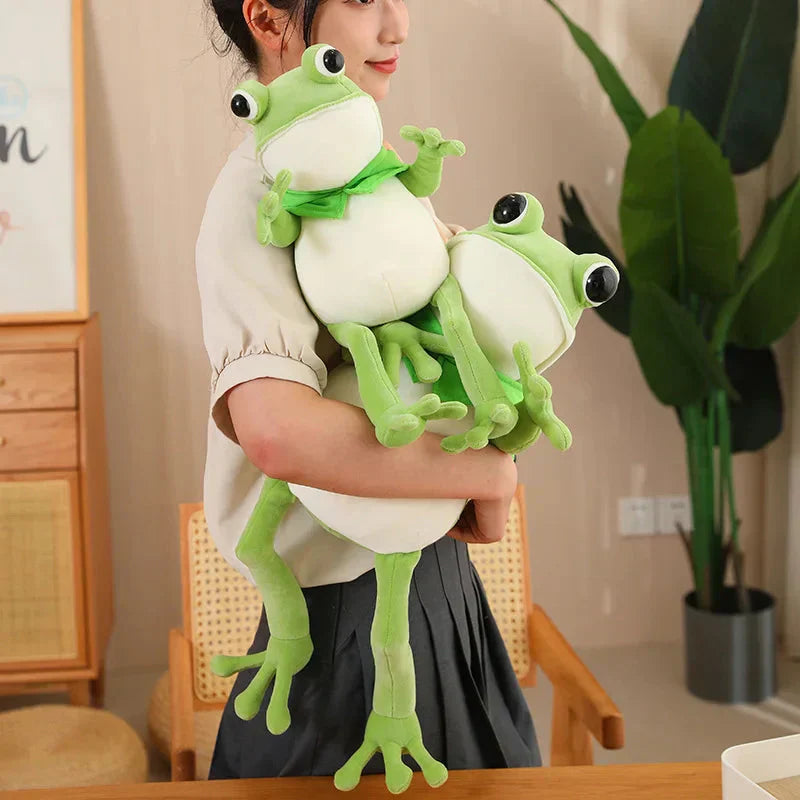 Cute Green Frog Plush Toy with Cap - Luxicro