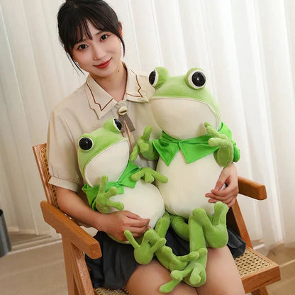 Cute Green Frog Plush Toy with Cap
