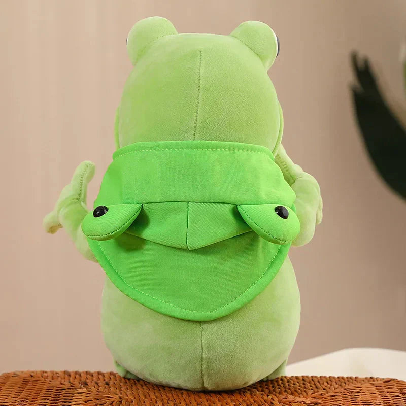 Cute Green Frog Plush Toy with Cap