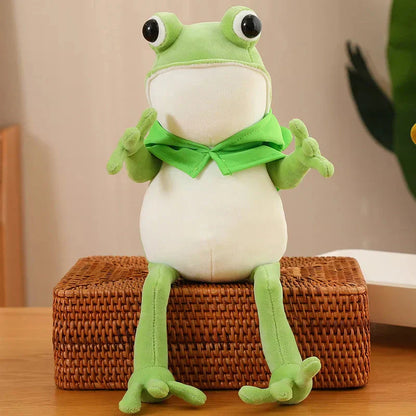 Cute Green Frog Plush Toy with Cap