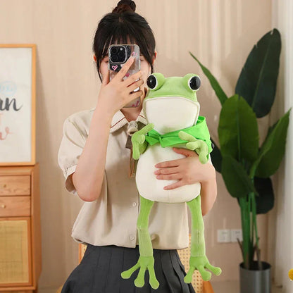 Cute Green Frog Plush Toy with Cap
