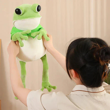 Cute Green Frog Plush Toy with Cap
