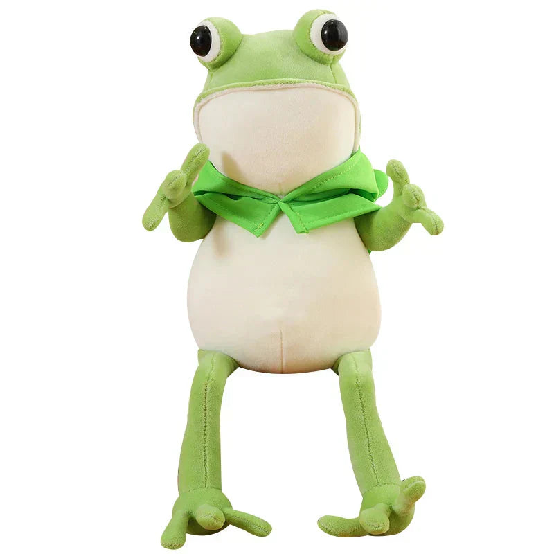 Cute Green Frog Plush Toy with Cap