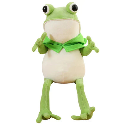 Cute Green Frog Plush Toy with Cap