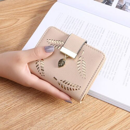 Premium Leather Wallet with Leaf Accent