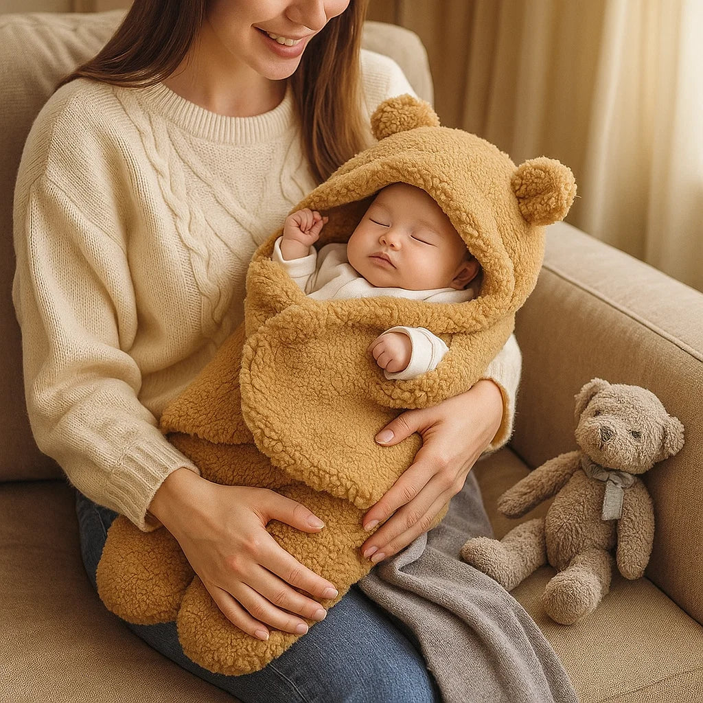 Cute Teddy Soft Baby Blanket Pajama Set