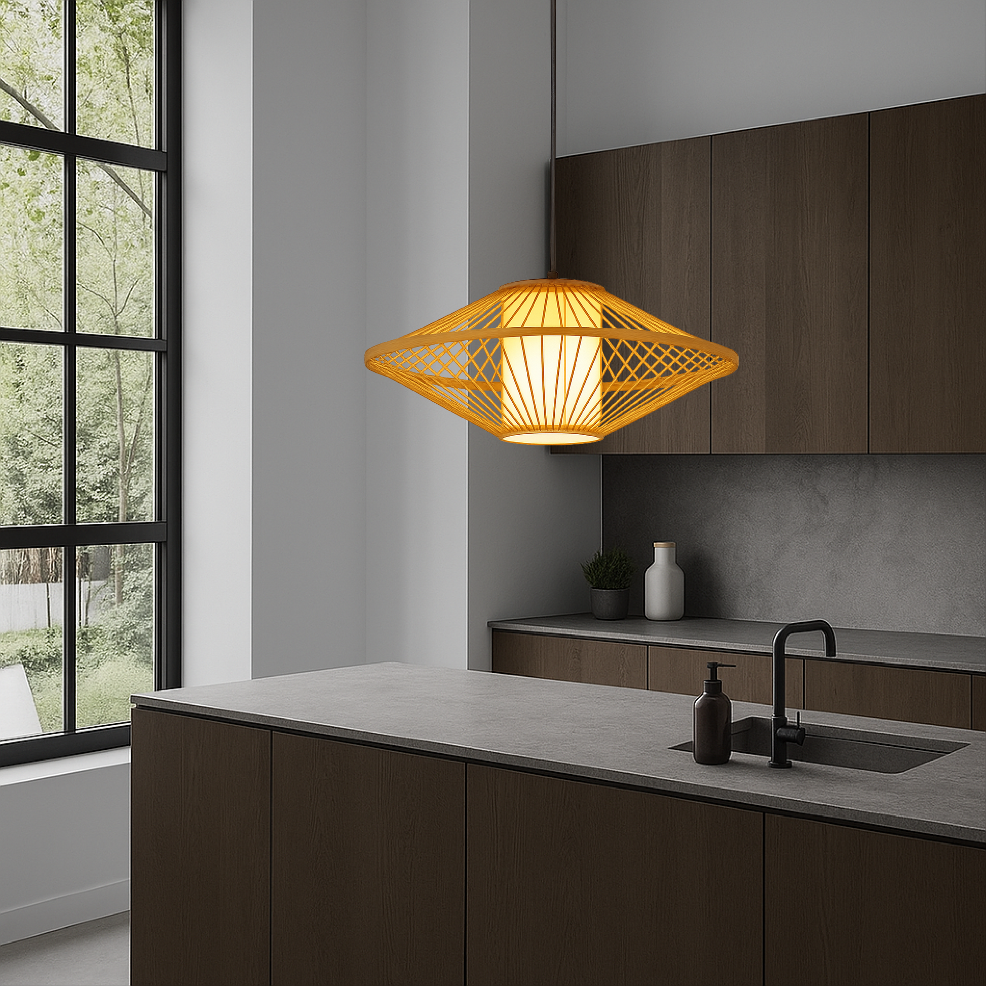 Eco Friendly Bamboo Hanging Lamp - Luxicro