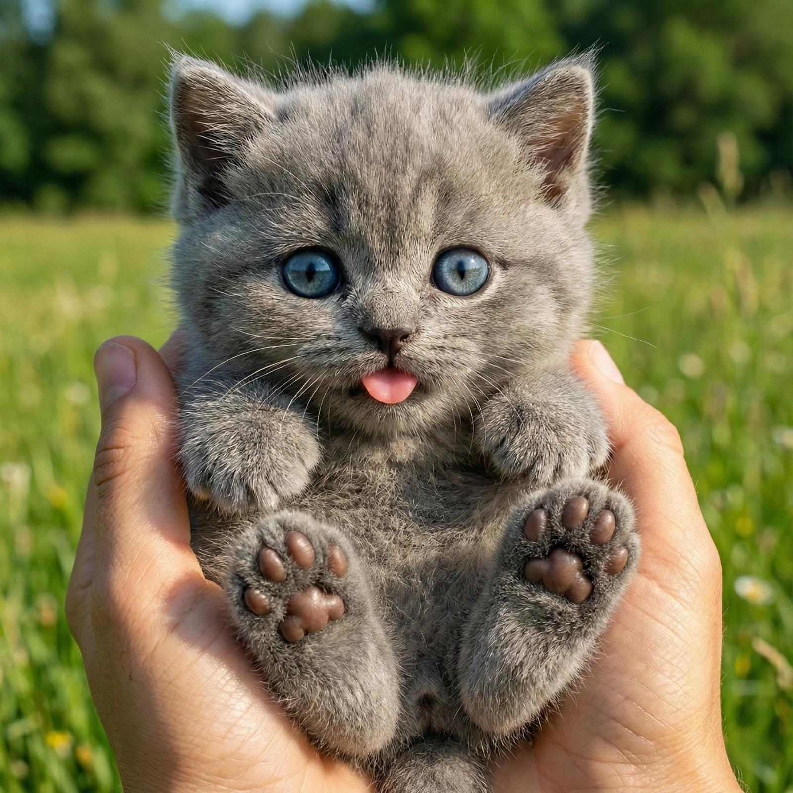 Cute Interactive Grey Kitten Robot Pet - Luxicro