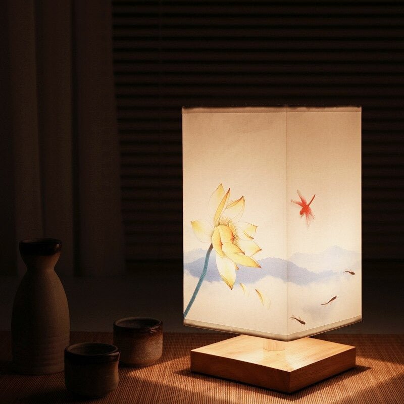 Minimalist Asian Style Table Light With Linen Shade