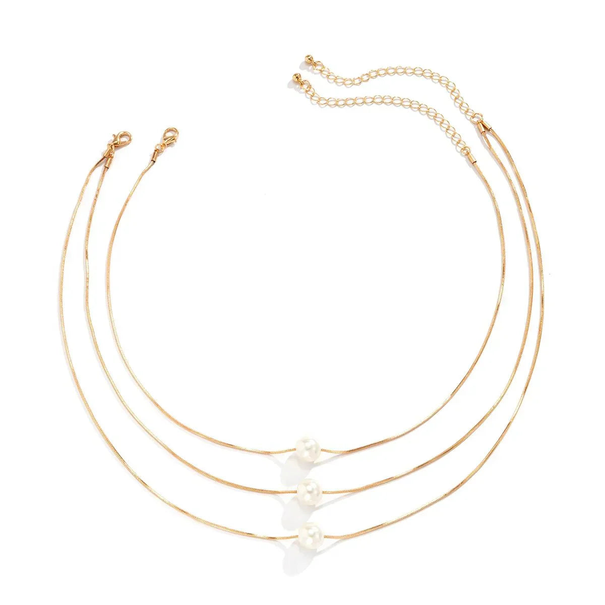 Elegant Triple Strand Pearl Necklace