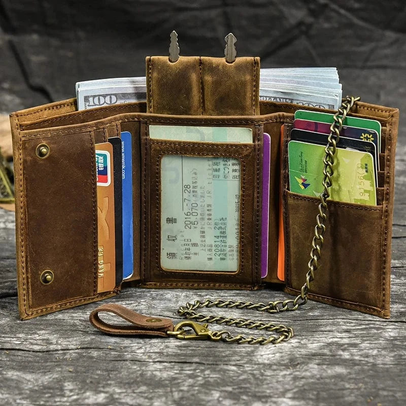 Classic Bifold Wallet with Metal Strap